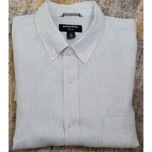 Nordstrom Men's Light Blue Trim Fit Long Sleeve Button Up‎ Shirt Size Large